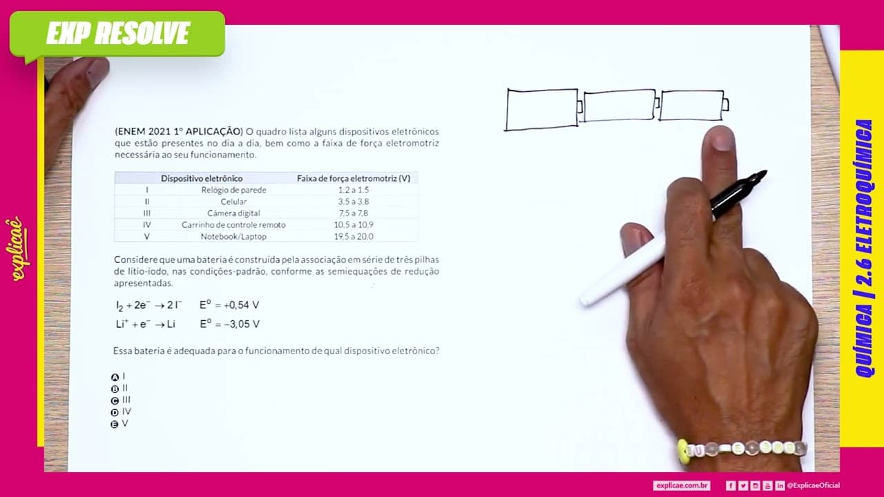 Thumbnail: O QUADRO LISTA ALGUNS DISPOSITIVOS ELETRÔNICOS QUE ESTÃO PRESENTES NO DIA(...) |  ELETROQUÍMICA