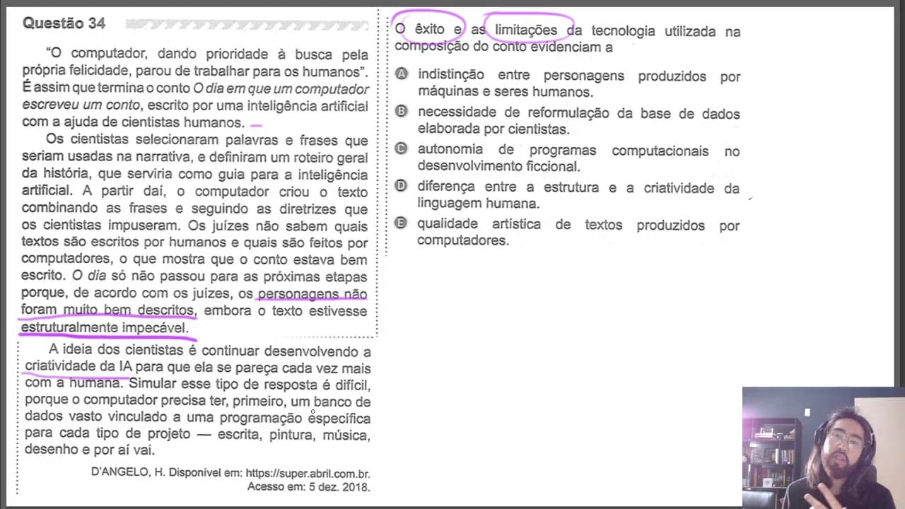 Thumbnail: ENEM 2019 - Linguagens | Questao 34 (Prova Amarela)