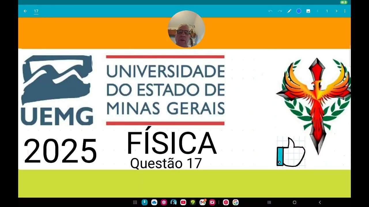 Thumbnail: UEMG 2025 FÍSICA questão 17,Durante uma tempestade, ocorrem na atmosfera fenômenos elétricos