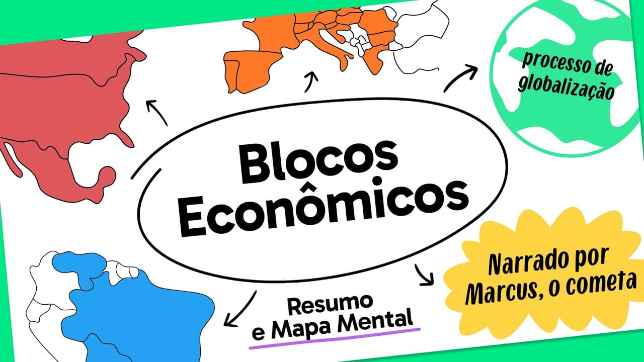Thumbnail: BLOCOS ECONÔMICOS | GEOGRAFIA | Mapa Mental | Quer Que Desenhe