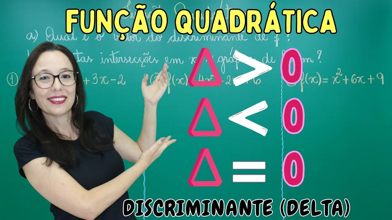 Thumbnail: FUNÇÃO QUADRÁTICA - RELAÇÃO DISCRIMINANTE E RAÍZES DA FUNÇÃO Professora Angela Matemática