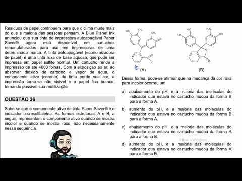 Thumbnail da aula: (Unicamp) - 2022 Sabe-se que o componente ativo da tinta Paper Saver® é oindicador o-cresolftaleína.