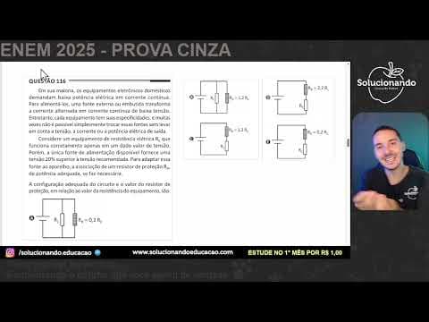 Thumbnail da aula: ENEM 2025 - Em sua maioria, os equipamentos eletrônicos domésticos demandam baixa potência elétrica