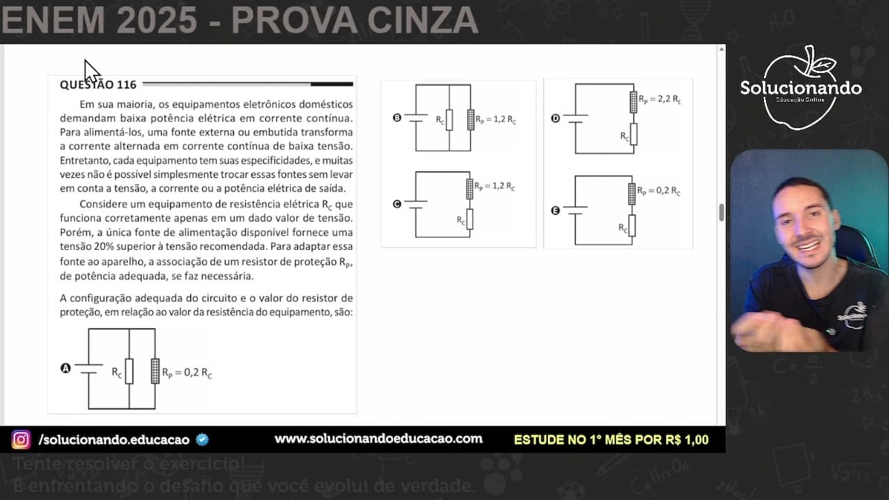 Thumbnail: ENEM 2025 - Em sua maioria, os equipamentos eletrônicos domésticos demandam baixa potência elétrica