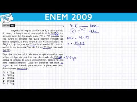 Thumbnail da aula: ENEM 2009 Matemática #28 - Regra de Três e Peso do Carro da Fórmula 1