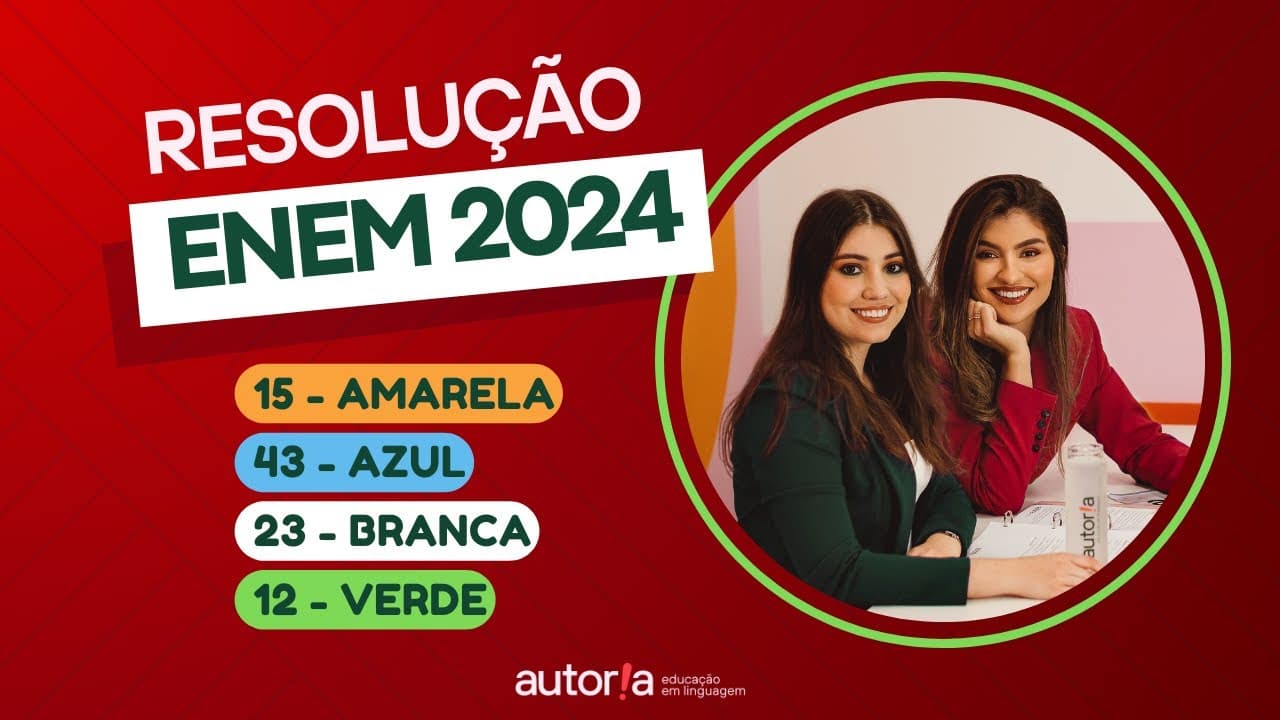 Thumbnail: Resolução Enem 2024 - Autoria Linguagem - Questão 15 | Linguagens, prova amarela