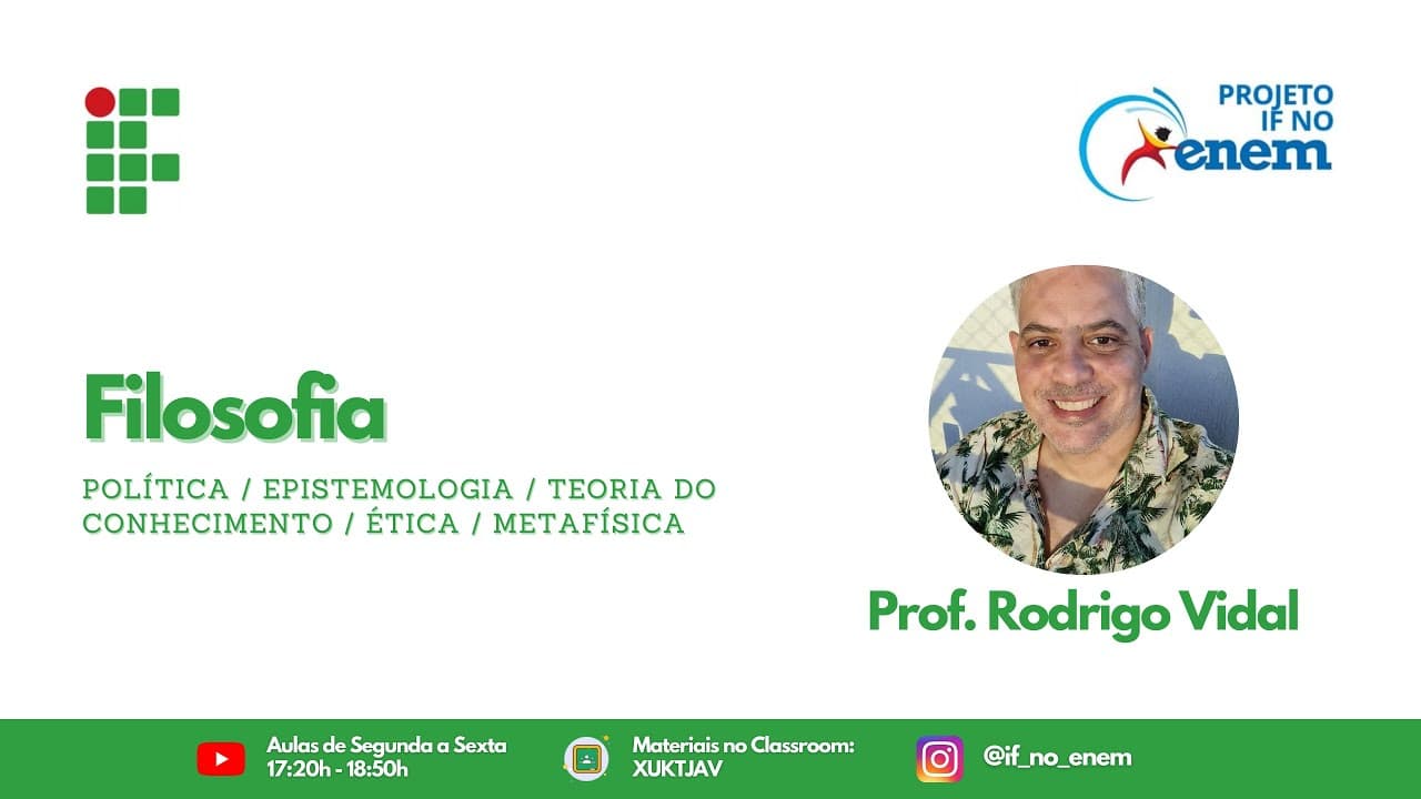 Thumbnail: Filosofia com Prof. Rodrigo Vidal (22/09) - Resolução de Questões (Política, Ética, etc.)