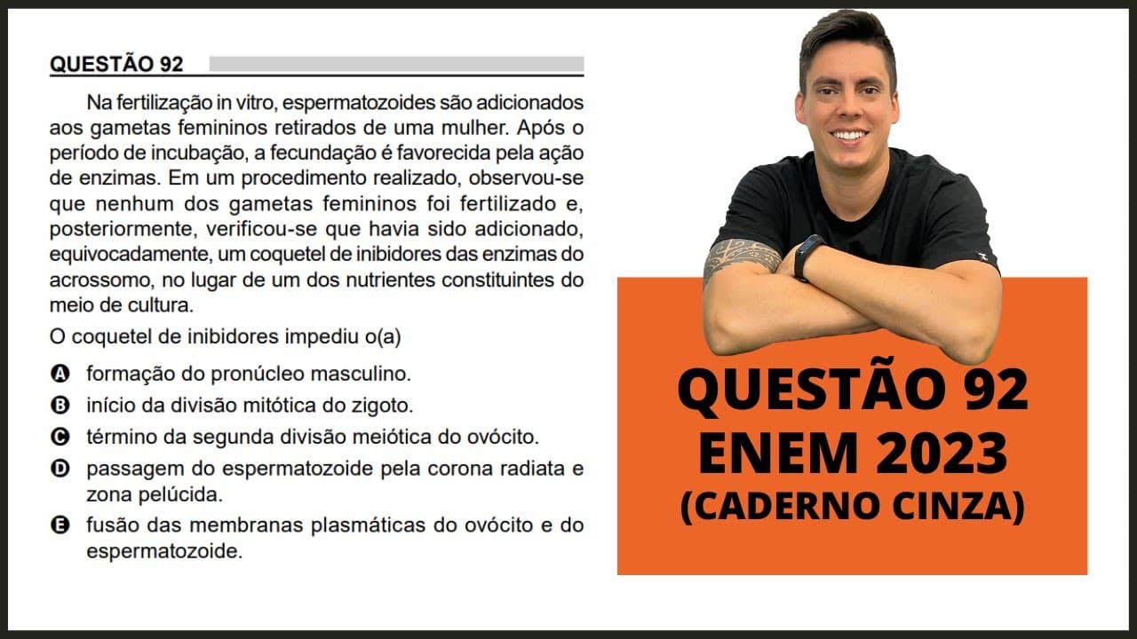 Thumbnail: BIOLOGIA ENEM 2023! "Na fertilização in vitro, espermatozoides..."