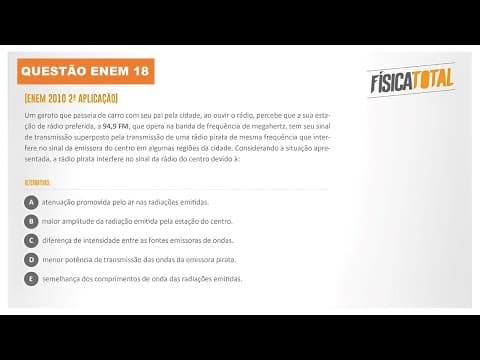 Thumbnail da aula: Lista ENEM Questão 18 Interferência entre Ondas de Rádio