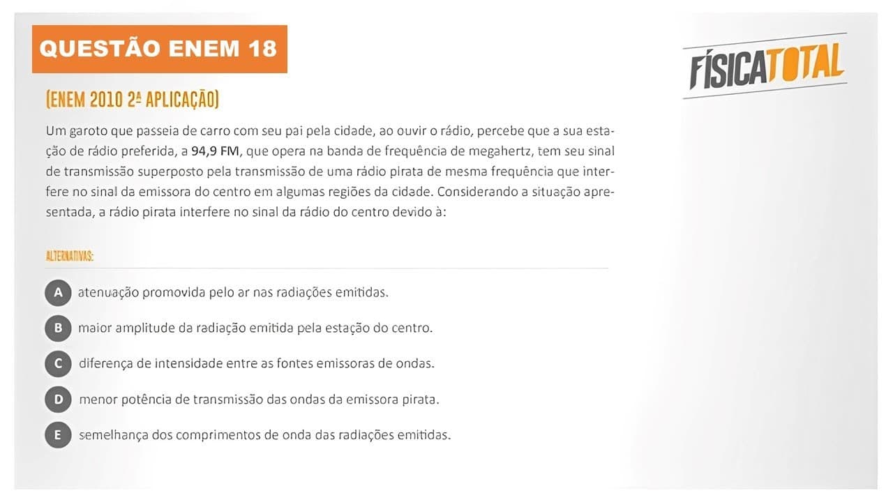 Thumbnail: Lista ENEM Questão 18 Interferência entre Ondas de Rádio