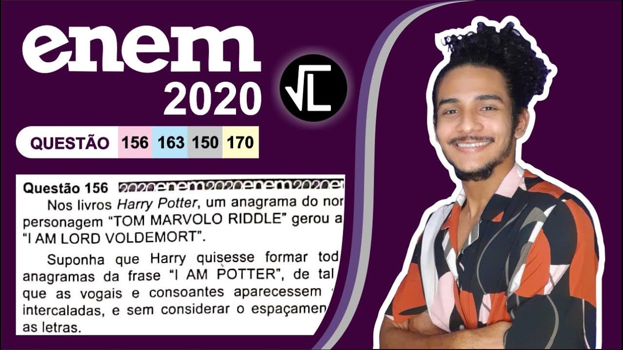 Thumbnail: ENEM 2020 | Nos livros Harry Potter, um anagrama do nome do personagem “TOM MARVOLO RIDDLE” gerou a