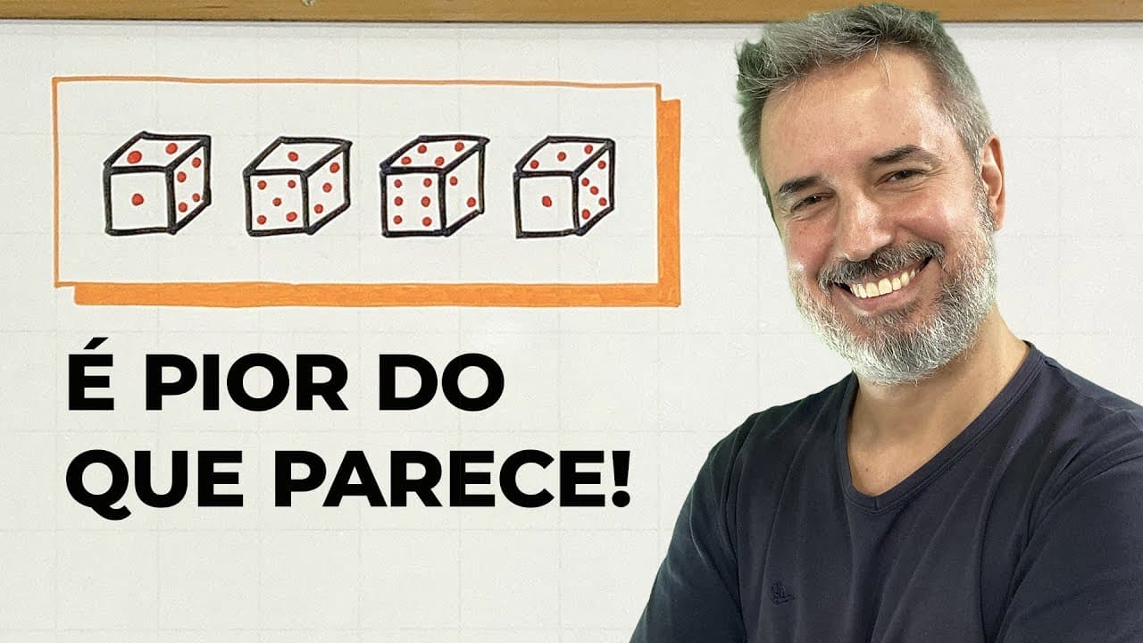Thumbnail: PROBABILIDADE nível HARD: o desafio dos 4 DADOS! 🎲🎲🎲🎲 [Horizontal]