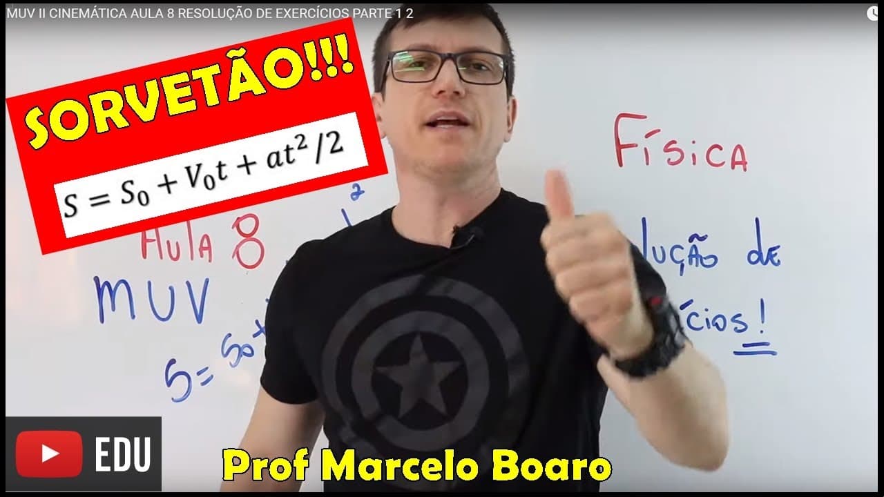 Thumbnail: MUV II   CINEMÁTICA AULA 8    RESOLUÇÃO DE EXERCÍCIOS   PARTE 1 2