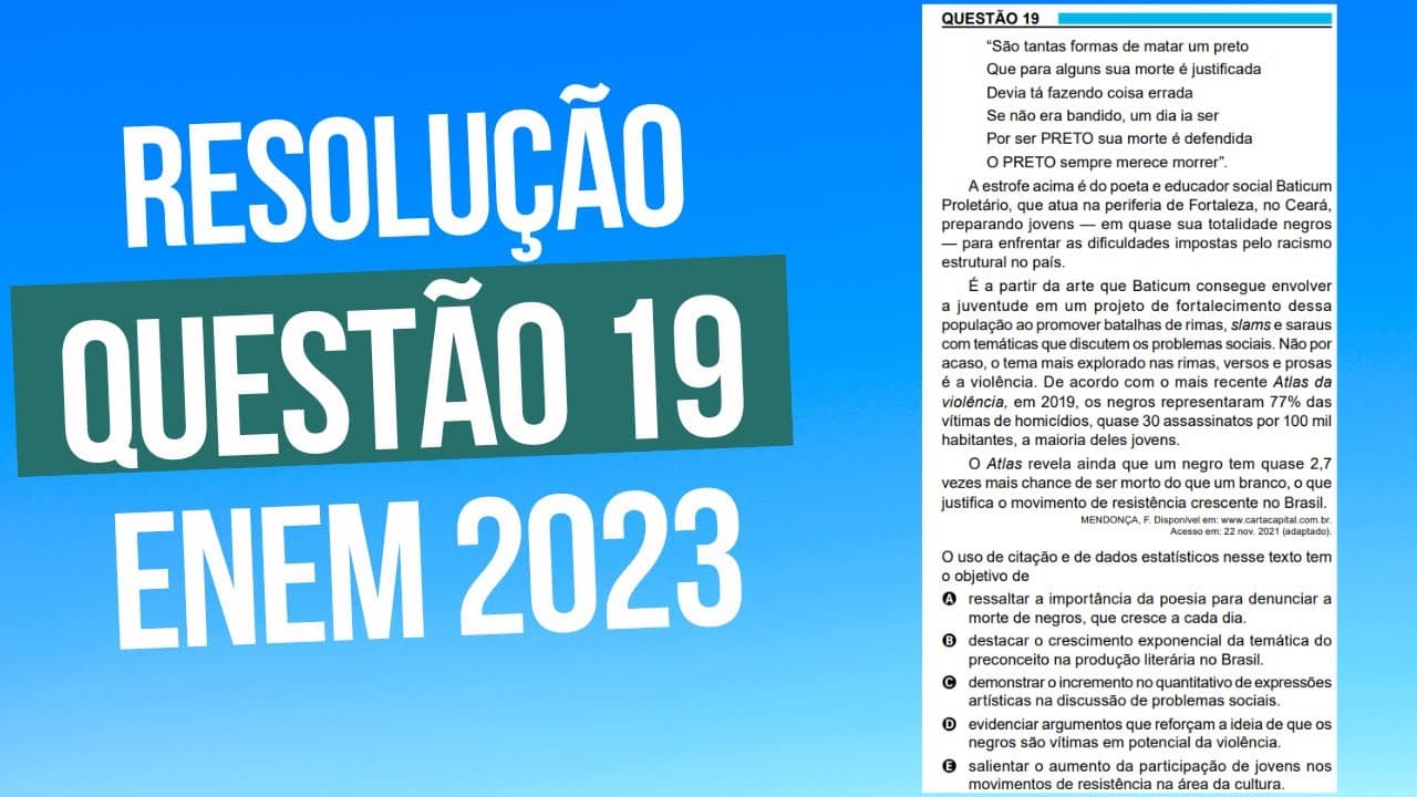 Thumbnail: Resolução questão 19 (PROVA AZUL) | Linguagens ENEM 2023