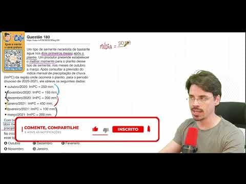 Thumbnail da aula: [ENEM 2023] 180 📘 MÉDIA ARITMÉTICA Um tipo de semente necessita de bastante água nos dois