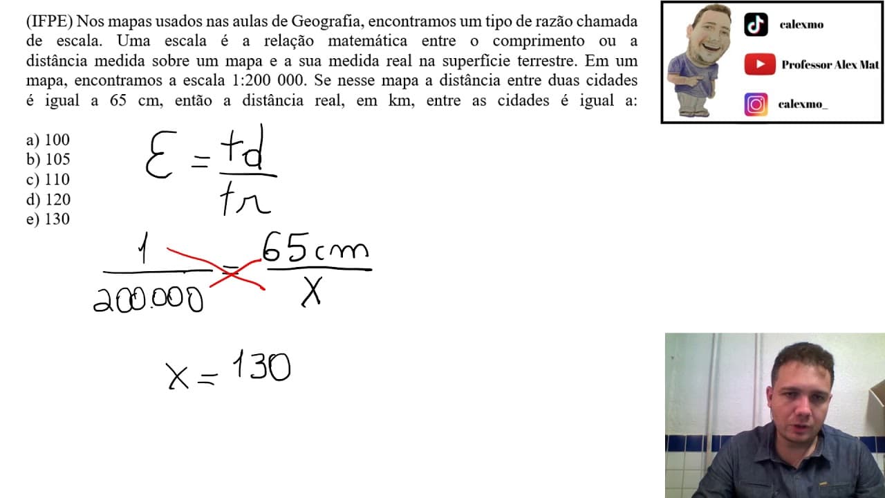 Thumbnail: (IFPE) Nos mapas usados nas aulas de Geografia, encontramos um tipo de razão chamada de escala.