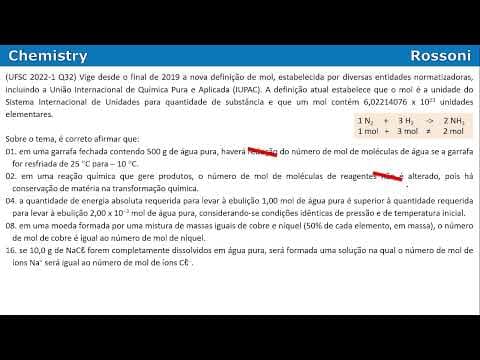 Thumbnail da aula: UFSC 2022 verão - Questão 32 - Cálculos químicos e o novo conceito de mol