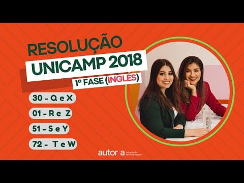 Thumbnail da aula: Resolução Unicamp 2018 - Autoria Linguagem - Questão 30 | Linguagens, provas Q e X