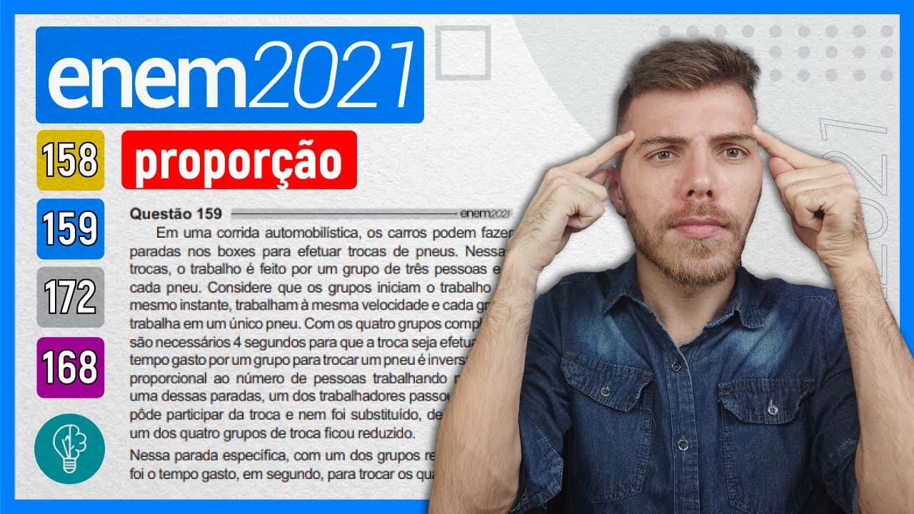 Thumbnail: 🛑159 Enem 2021 - PROPORÇÃO - Em uma corrida automobilística, os carros podem fazer paradas nos boxes
