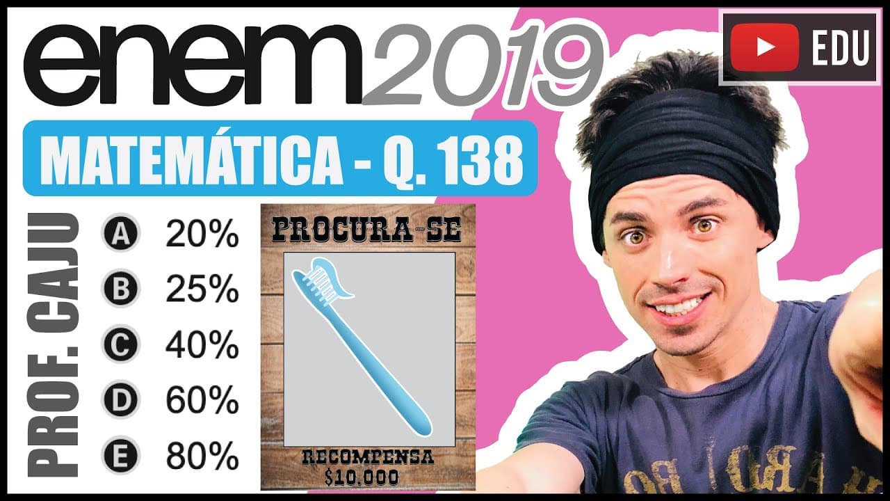 Thumbnail: [ENEM 2019] 138 📘 PORCENTAGEM Uma pessoa, que perdeu um objeto pessoal quando visitou uma cidade