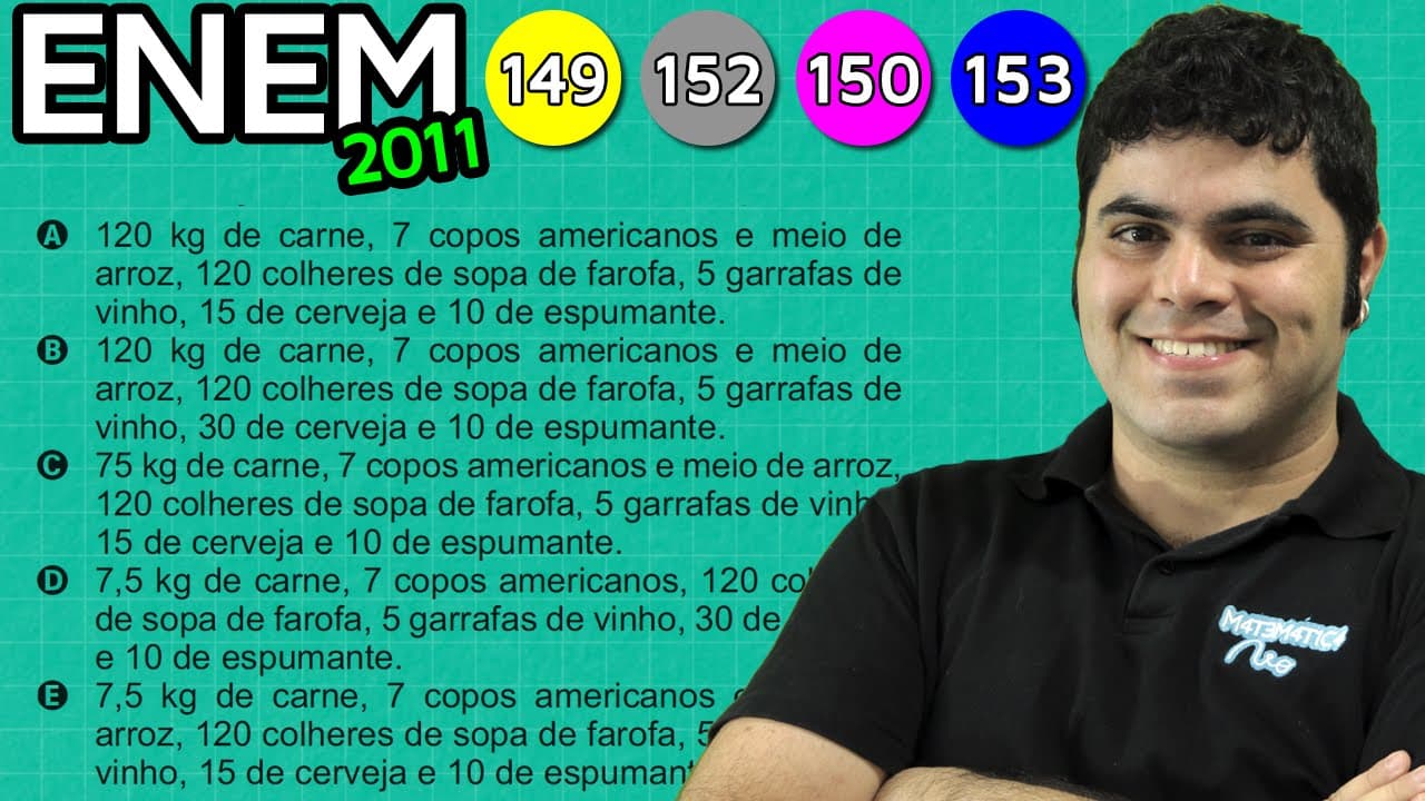 Thumbnail: ENEM 2011 Matemática #18 - Alimentos e Bebidas para Réveillon e Unidades de Medida de Massa