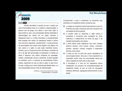 Thumbnail da aula: Enem 2009: literatura (gênero dramático - teatro).