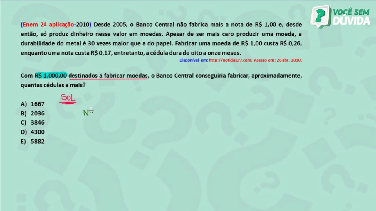 Thumbnail: CONJUNTOS NUMÉRICOS - ENEM 2ª APLICAÇÃO 2010