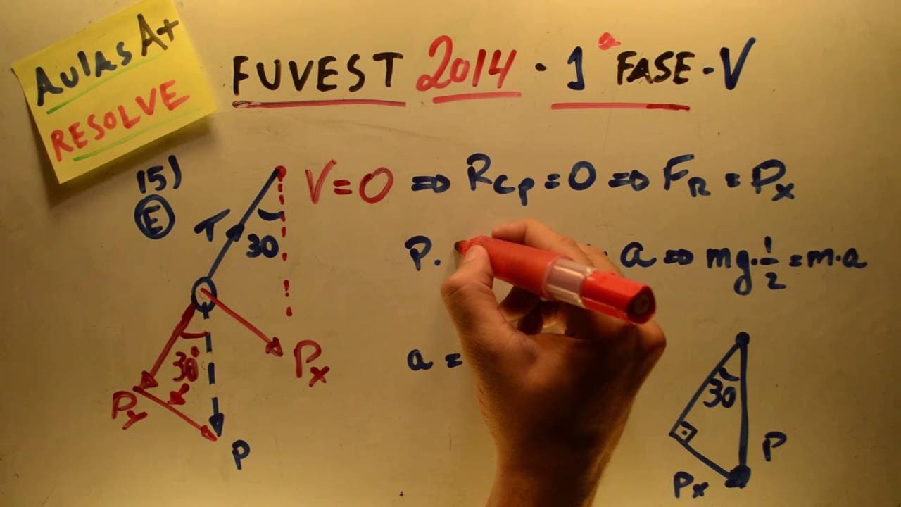 Thumbnail: Cipó PENDULAR FUVEST 2014 - Física 15 - Resultante de Forças - 1ª fase - Aulas A+ Resolve
