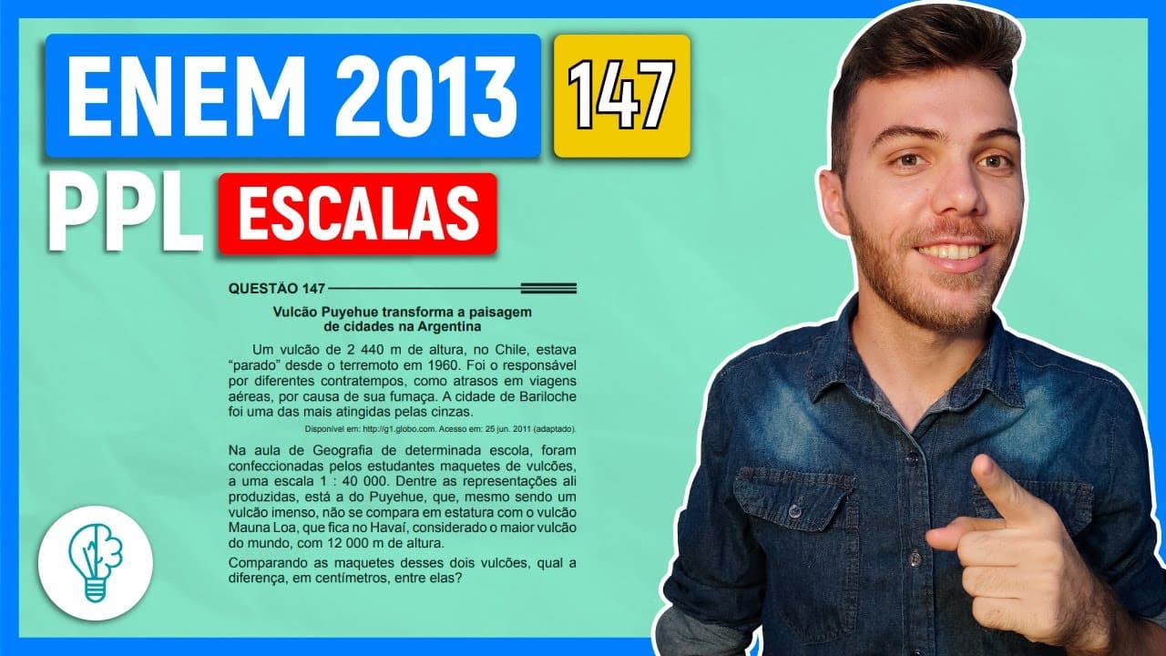 Thumbnail: 🛑147 Enem 2013 PPL - ESCALAS - Vulcão Puyehue transforma a paisagem de cidades na ArgentinaUm vulcão