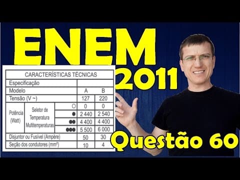 Thumbnail da aula: 60 - ENEM 2011 - Física - Eletricidade - Questão 60 resolvida (Caderno Azul) - Prof. Marcelo Boaro