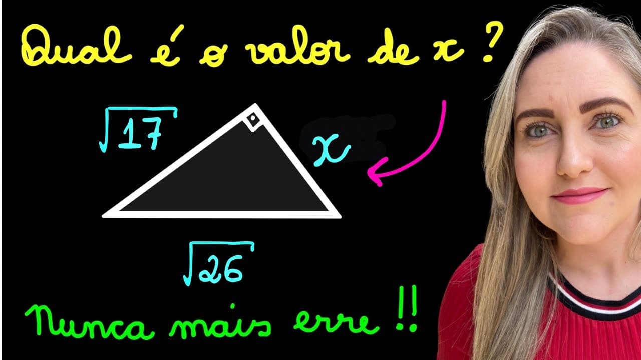Thumbnail: TEOREMA DE PITÁGORAS! APRENDA RESOLVER EXERCÍCIOS COM TEOREMA! ENCONTRE O VALOR DE X! EXPLICAÇÃO!