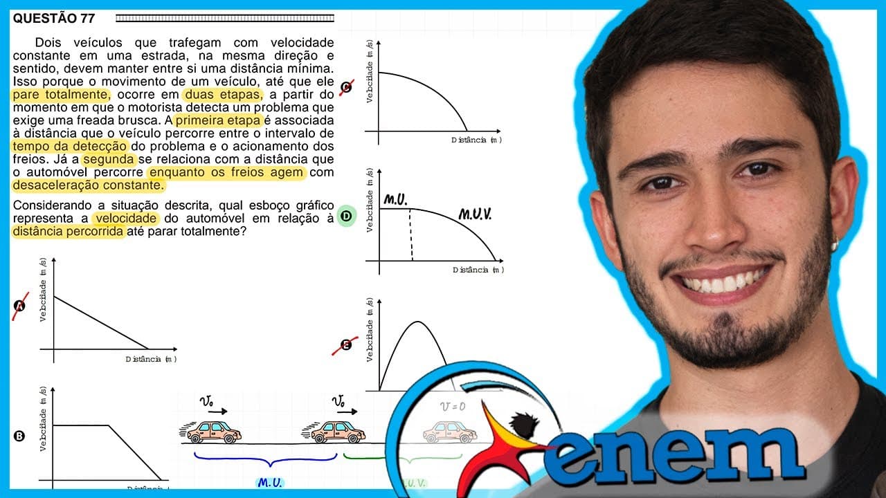 Thumbnail: ENEM 2016 - Dois veículos que trafegam com velocidade constante em uma estrada, na mesma direção e s