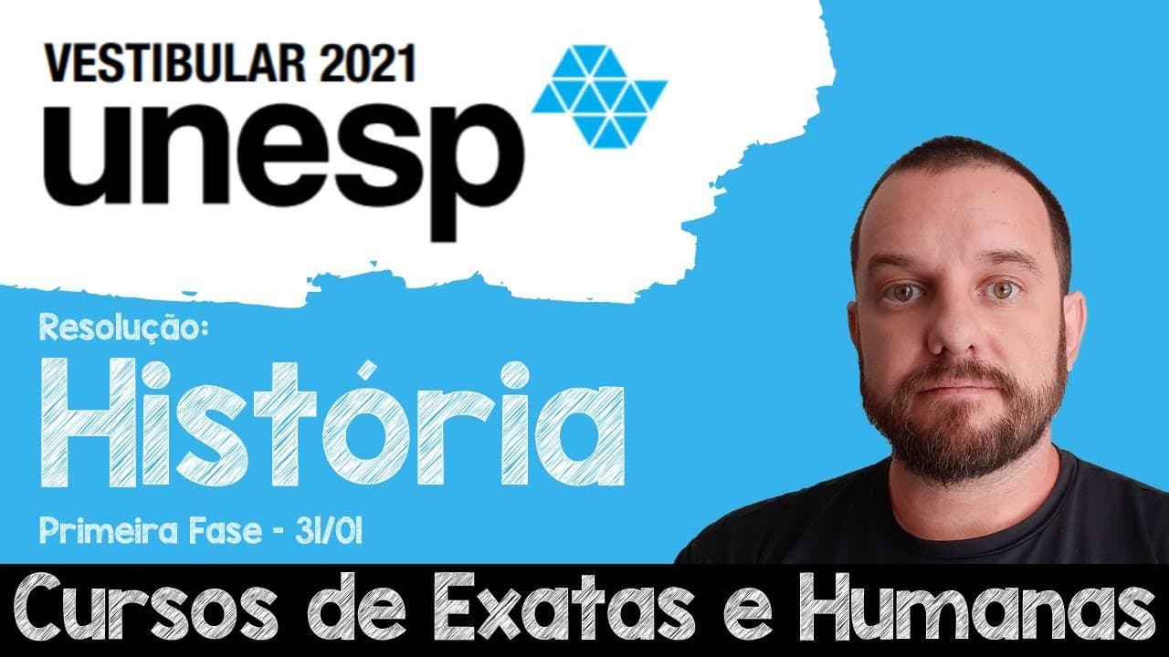 Thumbnail: RESOLUÇÃO UNESP 2021 - História (Cursos das áreas de Exatas e Humanas) Primeira Fase Gabarito