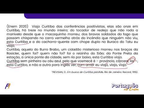 Thumbnail da aula: ENEM 2020 -  INTERPRETAÇÃO E INFERÊNCIA DE TEXTOS | Viajo Curitiba das conferências positivistas...