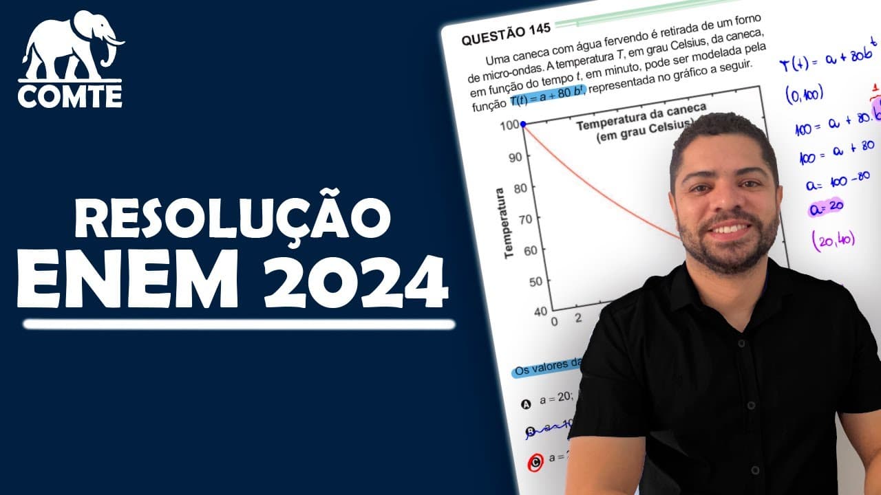 Thumbnail: Questão 145 | Prova Verde ENEM 2024 | Uma caneca com água fervendo é retirada de um forno de micro