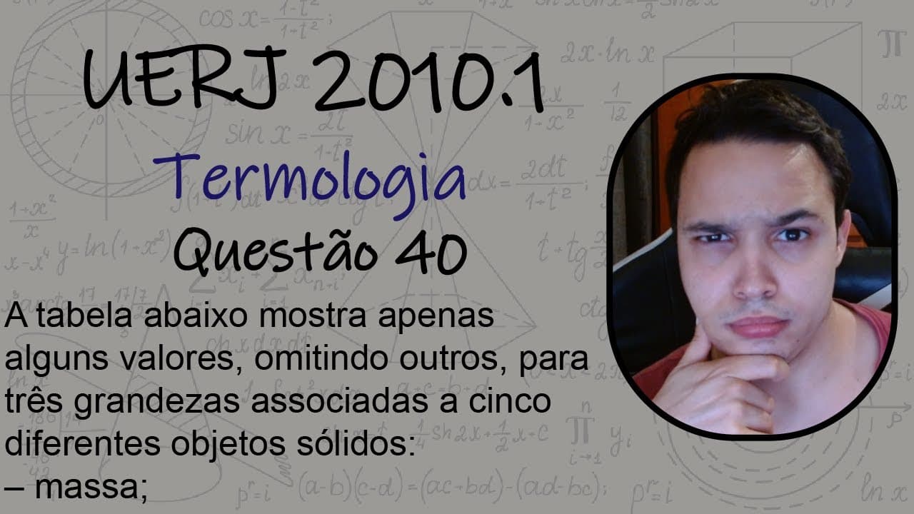 Thumbnail: UERJ 2010 - A tabela abaixo mostra apenas alguns valores, omitindo outros, para três grandezas