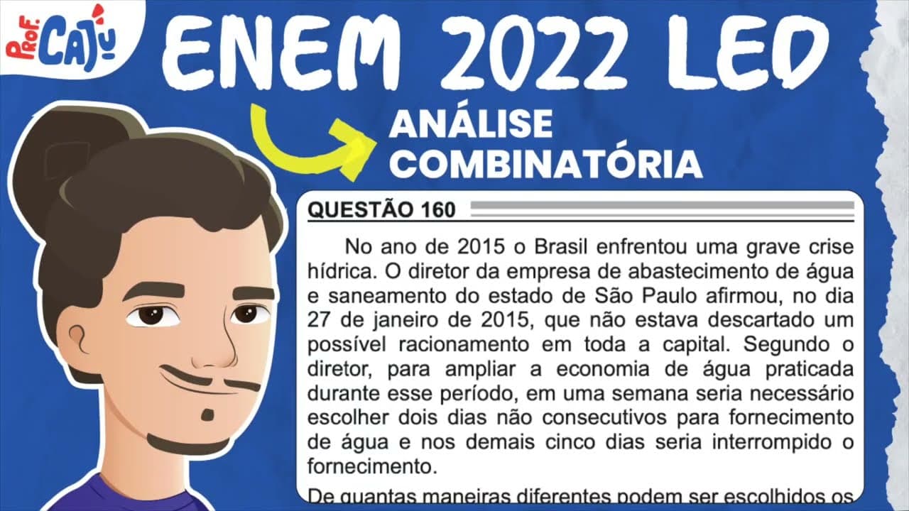 Thumbnail: [ENEM 2022 LED] 160 📘 ANÁLISE COMBINATÓRIA No ano de 2015 o Brasil enfrentou uma grave crise