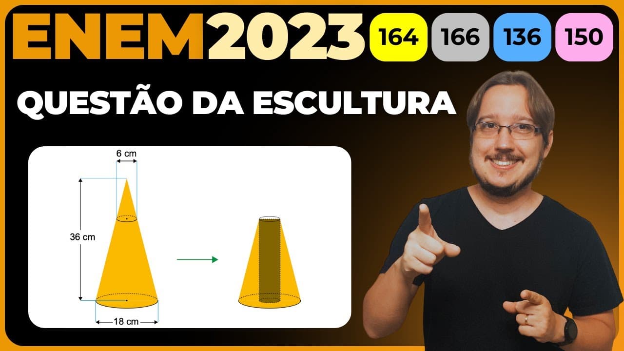 Thumbnail: ENEM 2023 || Geometria Espacial || Um artista plástico esculpe uma escultura a partir de um bloco de