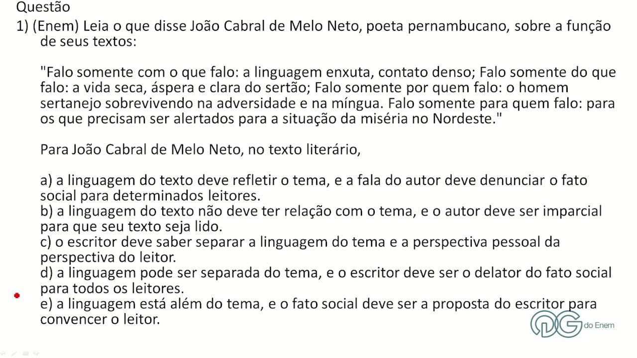 Thumbnail: Literatura: João Cabral de Melo Neto - ENEM