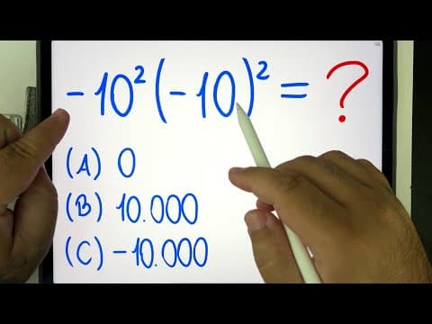 Thumbnail da aula: 😱 Pleno 2022 e as pessoas ainda ERRAM essa expressão numérica: -10²(-10)² = ???