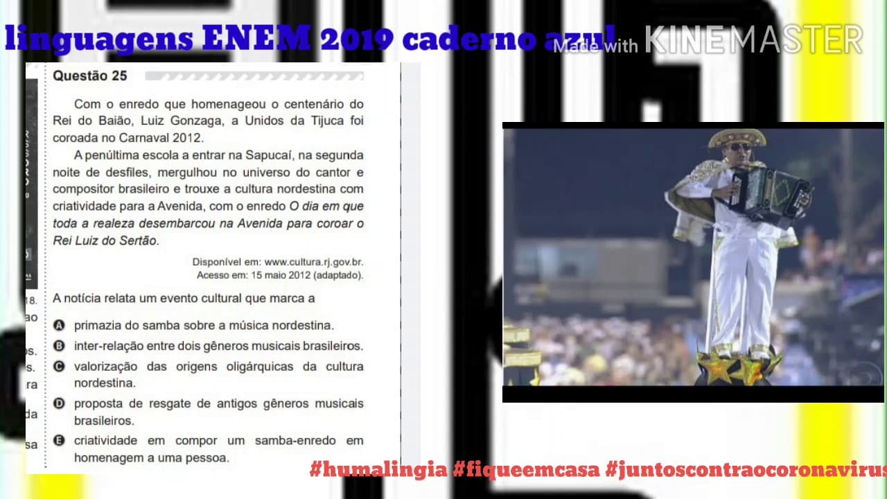 Thumbnail: Questão 25 ENEM 2019 linguagens caderno azul
