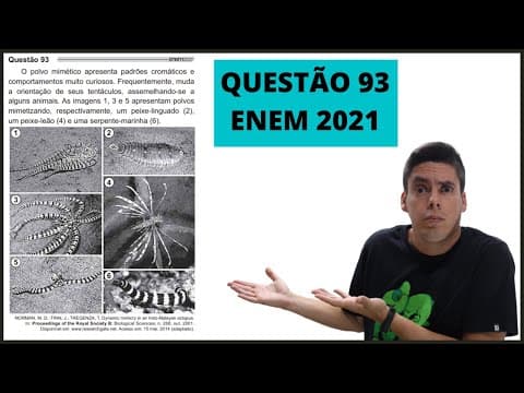 Thumbnail da aula: BIOLOGIA ENEM 2021! "O polvo mimético apresenta padrões cromáticos..."