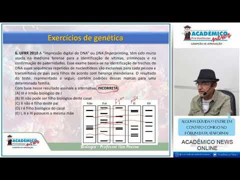 Thumbnail da aula: QUESTÃO DA UFRR DE 2010 SOBRE TESTE DE DNA