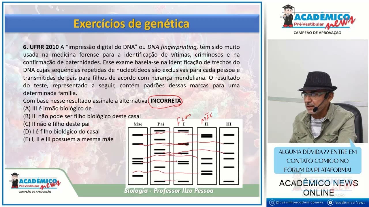 Thumbnail: QUESTÃO DA UFRR DE 2010 SOBRE TESTE DE DNA