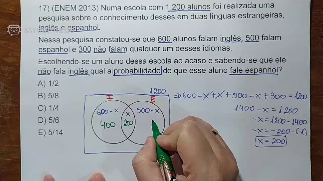 Thumbnail: RESOLUÇÃO QUESTÃO 150 ENEM 2013 (Prova azul) - Diagrama de Venn/Probabilidade