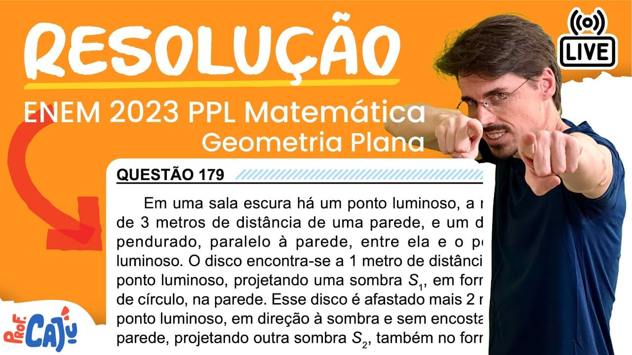 Thumbnail: [ENEM 2023 PPL] 179 📘 GEOMETRIA PLANA Em uma sala escura há um ponto luminoso, a mais de 3 metros