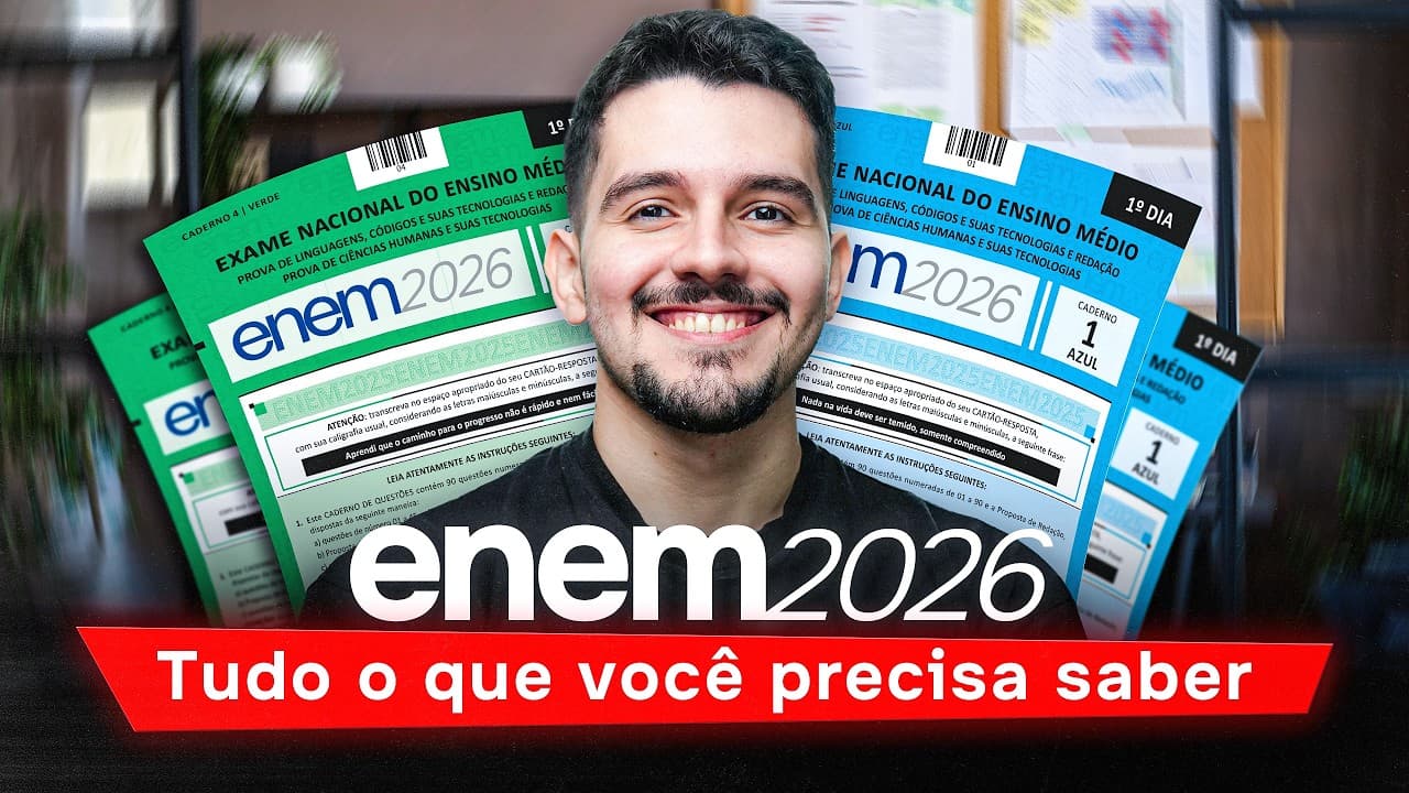 Thumbnail: COMO ESTUDAR para o ENEM 2026 (do básico ao avançado)
