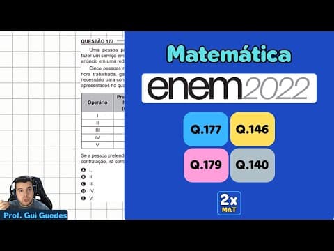 Thumbnail da aula: Resolução Matemática ENEM 2022 - Questão 177 - Caderno Azul - Uma pessoa precisa contratar um