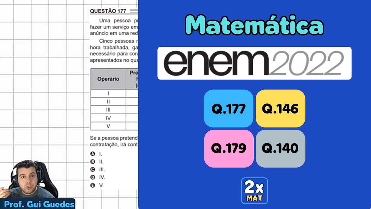 Thumbnail: Resolução Matemática ENEM 2022 - Questão 177 - Caderno Azul - Uma pessoa precisa contratar um