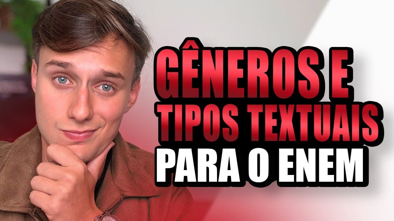 Thumbnail: TUDO sobre TIPOS e GÊNEROS TEXTUAIS pro ENEM - Matéria que mais cai em Linguagens